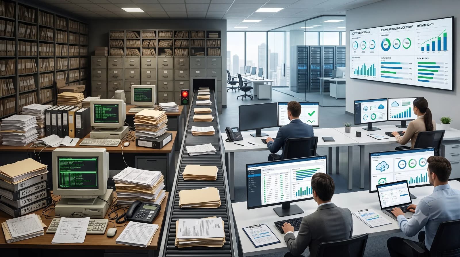Legacy records and modern claims operations dashboard